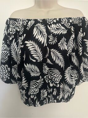 Off-Shoulder Black and White Floral Top